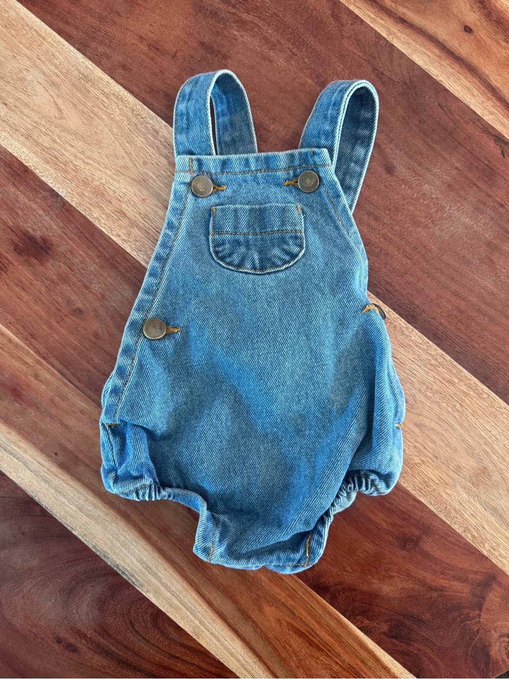 Classic Denim Baby Overall Romper in Blue